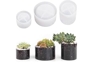 FineInno 3Pcs Moldes Resina Maceta, Molde Silicona Portavelas, Resin Mold Flower Pot, Molde de Epoxi Resina para Plantas Suculentas, Portalápices