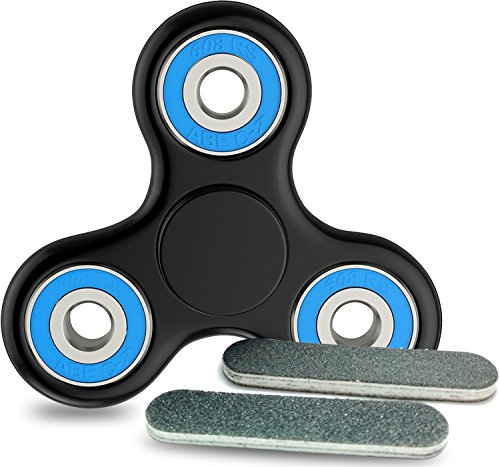 Fidget Spinner, Alled Hand Spinner Toy Stress Reducer, 1-3 Mins Spins Tri-Spinner Finger Toy Focus Toy Relieves ADHD EDC Anxiety for Adults and Kids with 2 Gift Nail File (Black and Blue) Fidget Spinner, Alled Hand Spinner Toy Stress Reducer, 1-3 Mins Spins Tri-Spinner Finger Toy Focus Toy Relieves ADHD EDC Anxiety for Adults and Kids with 2 Gift Nail File (Black and Blue)