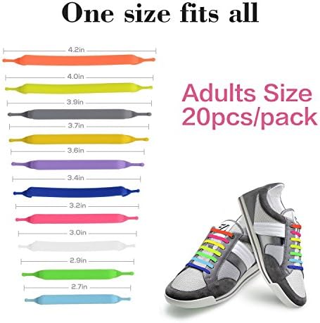 No Tie Shoelaces for Adults,Men & Women - Waterproof & Stretchy Silicone Flat Elastic Tieless Shoelaces for Athletic & Dress Shoes,Shoe Laces with Multicolor for Sneaker Boots and Casual Shoes（20pcs）