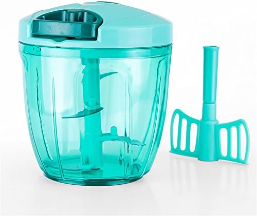 Manual Food Chopper Mini Food Processor Handheld Blender Vegetable Slicer, Fruit Cutter with 3 Sharp Stainless Steel Blades Small Kitchen Accessories