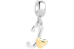 Symretie 925 Sterling Silver Letter A-Z Charm Beads, compatible with Pandora bracelets, dangle pendant charms, suitable for necklaces and bracelets, ideal jewelry gifts for women.ZM1