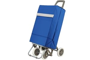 ECOSTAR 1618 Carro de Compra Plegable Ligero, 100x41x33cm, Capacidad 48 litros, 4 Ruedas, Empaque Cartón Reforzado (Azul)