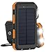 Produktbild 10000 mAh Solar Ladegerät, wasserdicht Portable Dual USB Ladegerät in LED-Licht mit Kompass für iPad iPhone-Handys bei Notfall Draußen (orange)