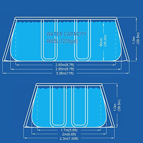 Pool Rechteck über dem boden mit struktur 290x200h99cm + leiter pumpe 17537EU - 4