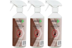 INSIGO Anti-Spinnen-Spray 3x500ml | Hochwirksam gegen Spinnen, Larven & Eier | Spinnen-Spray auf Wasserbasis | Fleckenfreies Spinnen-Mittel