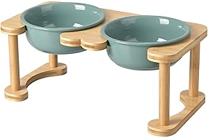 SPUNKYJUNKY Futterstation Hund Erhöht Hundenapf Keramik Erhöhter Futternapf für Hunde und Katzen (800ml, Dunkelgrün)
