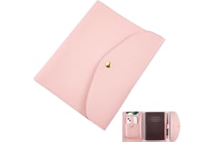 CRASPIRE Copertina per Quaderno In Pelle A5 con Scomparti per Carte di Credito Impermeabile Rosa In PU Cartella Portadocumenti Cartella Portadocumenti In Pelle Organizer per Blocco Note Telefono Carte
