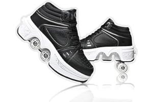 JINFUGRON Chaussure Roller Fille Patin a Roulette Chaussures de Skateboard Rollers Quad avec 4 Roues, Basket Roller Enfant pour garçons et Filles