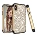 Produktbild Für iPhone XS Hülle , 2018 Glitzer Handytasche Mädchen Glitter Sparkle Bling Strass Hart PC Hardcase Bumper Cover for iPhone XS (Gold)