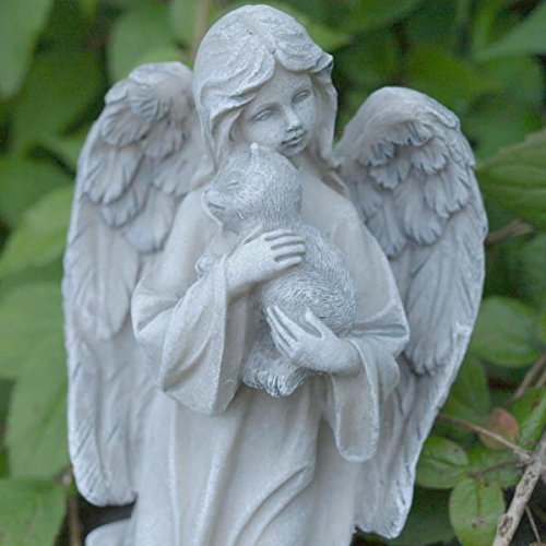 Tiergrab Grabengel mit Katze auf Arm schlafend. Höhe 12,5cm - 2