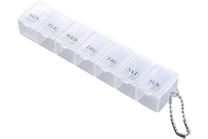 Pill Box 7 Days Transparent Medicine Organiser Box, Stylish Medicine Organiser Storage, Dustproof Pill Organiser for Bag, Fish Oils, Drug Supplements Luckxing