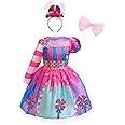 Lito Angels Sweet Candy Land Fancy Dress Up Rainbow Lollipop Costume with Hair Hoop for Kids Girls Age 4-9 Years, Pink