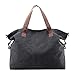 Produktbild Leinwand All-Spiel Damen Einfach Retro Elegant Große Kapazität Handtasche Einzelne Schulterbeutel,Black-OneSize