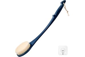 FY&XZH Rückenbürste mit langem Griff – 17-Zoll Duschbürste für Männer und Frauen, Langer Griff Exfolierende Körperbürste, Mittlere Borstenspannung für Trocken- oder Nassbürsten (Marineblau)