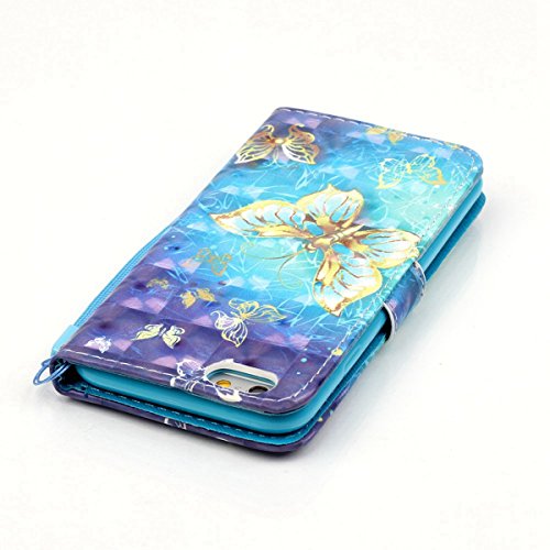 iPhone SE Bling Wallet Case,iPhone 5 5S Diamond Case,Etsue Elegant Gold Butterfly Rhinestone Pattern Pu Leather Strap Wallet Glitter Magnetic Book Style Card Slots Flip Case Cover with Stand for iPhone SE/5S/5+Blue Stylus Pen+Bling Glitter Diamond Dust Plug(Colors Random)-Gold Butterfly