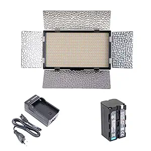 WELBORN Bi-Color Dimmable LED Video Light WB-768B with Battery and Charger for All DSLR and Video Cameras and YouTube Video Shooting