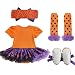 iiniim 4pcs Infant Baby Girls Headband Romper Dress Leg Warmers Shoes Outfits Orange Magic Hat 3-6 Months