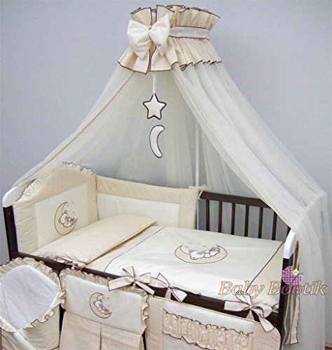Baby Cot Bed Crown Canopy / Mosquito Net 480 cm + Floor Free Stand Holder - MOON CREAM