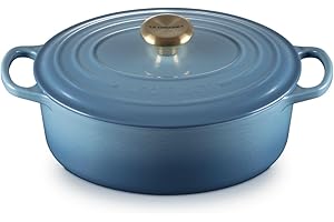 ‎LE CREUSET Le Creuset Signature Gusseisen-Bräter mit Deckel, Ø 27 cm, Oval, Für alle Herdarten und Induktion geeignet, Volumen: 4,1 l, 4,425 kg, Chambray, 21178274344441