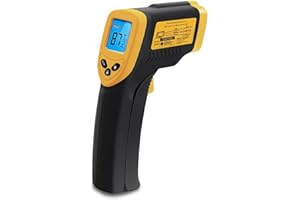 ‎ETEKCITY Etekcity Digital Laser Infrarot Thermometer IR Pyrometer berührungslos Temperaturmessgerät Temperaturmesser, -50 bis +380°C, LCD Beleuchtung, Gelb/Schwarz, Lasergrip 774 (Nicht für Menschen)