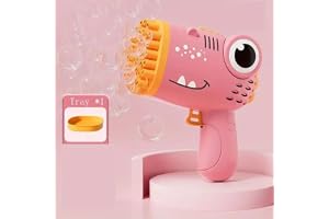 GHAZAL Machine Gun 40 Hole Dinosaur Bubble Machine for Children's Bubble Machine Handheld Fully Automatic Bubble Machine for Playing, Birthday Party, Gift (Pink)