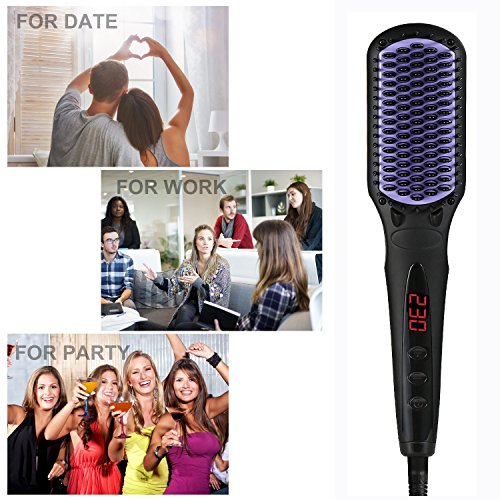 Ionen Glätteisen Haarglätter Bürste,Dare Color LCD Styling Glättungbürste Mit Schnellaufheizungsfunktion Und Perfekt Hitzeschutz Absolut-Anti-Verbrühung Anion Hair Straightener Für Lange und kurz Haare Haarpflege - 6