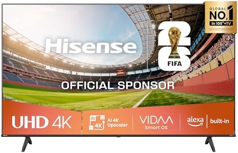 Hisense Smart TV 58" 4K Ultra HD 2025 58E63QT, Smart TV VIDAA U8, Dolby Vision, HDR 10, Game Mode Plus, Alexa Built-in, VIDAA Voice, Tuner DVB-T2/S2 HEVC 10, lativù 4K, 58'', 2025 LED