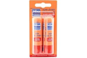 Mixa Intensif Peaux Sèches Soin Lèvres Réparateur lot de 2x4,7 ml pour lèvres gercées et abîmées, 33 g