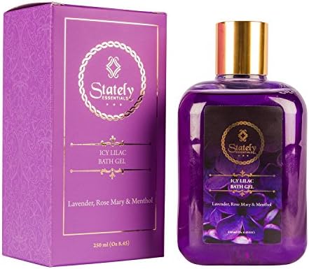 Stately Essentials Icy Lilac Bath Gel, Lavender, Rosemary & Menthol Body Wash, 250 ml, Guarding skin from Pollution & Infection, Nourishes & Moisturises skin, Reduces dark spots, Repairs skin & has nutritive benefits, Energises skin, Deeply cleanses & make cell active, Amazing fragrance