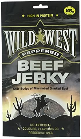 Wild West Peppered Natural Beef Jerky Box of 12 x 85g