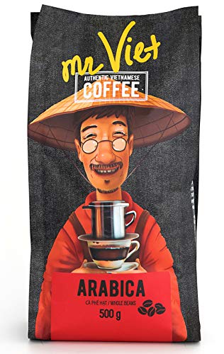 Mr Viet Arabica | Fresco y Puntualmente Enviado desde Vietnam - Fresca de Granos Tostados de Auténtico Café Vietnamita, Adecuada Para Todas Las Máquinas de Café 500