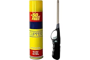 ONE BEST DEAL 1 x Refillable Lighter with Clipper Gas Adjustable Flame Windproof Long Reach Candle Lighter for Kitchen Cooking BBQs Camping Wood Burner & Fireworks
