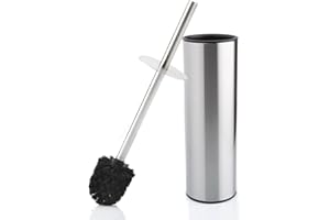 Bamodi Escobillas de baño – Escobilla WC y Soporte de Acero Inoxidable – Escobilla baño con diseño Cerrado Inclusa 2 Cabezas de Cepillo – Acabado Anti Huellas Dactilares