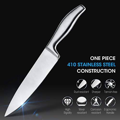 Topop 14-teiliges Edelstahl-Kochmesserset Messer Set (11 Messer, 1 Schärfstahl, 1 Paar Küchenschere, 1 Acrylständer) - 3