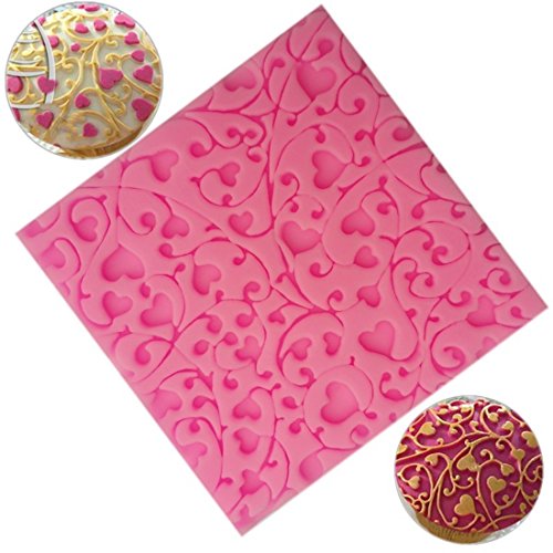 SHINA Herz-lines Torten Rand Spitze Effekt SILIKON AUSSTECHER Ausstechform Marzipan Fondant Deko für Tortedeko Tortenrand Deko - 2