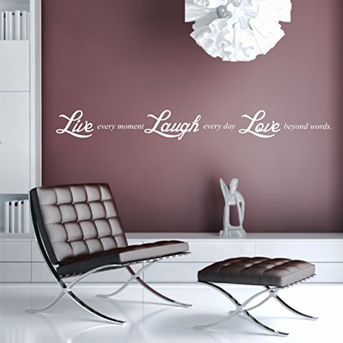 greenluup Wandtattoo in Weiß Spruch LIVE LAUGH LOVE Wandaufkleber Wandsticker Sprüche - 3