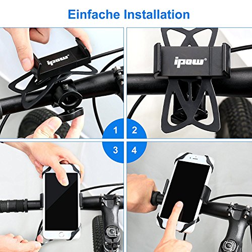 ipow Fahrrad Handyhalter, Stark Metall Fahrradhalterung fÃ¼r alle Smartphone und Fahrrad & Motorradlenker, geeignet fÃ¼r Handy & Navi wie iPhone X/8/7plus/6s/6 plus/SE, samsung, LG,usw.