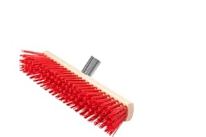 ToM PaR Straßenbesen | Besen | Kehrbesen mit Stielhalter aus Metall | Ohne Stiel | Breiter Industriebesen | Saalbesen | Gartenbesen | Großraumbesen | Terrasse | Garage | Garten | 40 cm, Rot