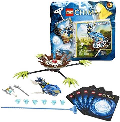 Lego Year 2013 Legends of Chima Series Game Set #70105 - NEST DIVE with Eagle Speedor, Nest with 4 Leaf Ramps, Rip cord, Power-Up, 6 CHI and 5 Game Cards Plus EGLOR Minifigure (Total Pieces: 97)