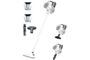 VersLife Aspiradora sin Cable 30kpa S6, Aspirador Escoba sin Cable Potente, Aspirador Inalámbrico para Suelo/Alfombra/Pelos de Animales, sin Bolsa, Potente Aspirador de Mano Eléctrico, Blanco