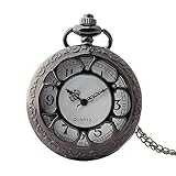 Easy Go Shopping Taschenuhr Hollow Vintage Runde Quarzuhr mit Kette für Männer