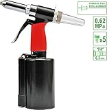 Kapazität: 1389 Kg (13620 N), Luftverbrauch: von 0.99 l/min, Arbeit: 0.62 MPa., Anschlaglänge der Nieten: 16