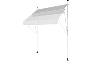 Strattore Klemmmarkise/Balkonmarkise Sonnenschutz Markise Balkon - ohne Bohren - Manuell einziehbar - 200 x 120 cm - Grau