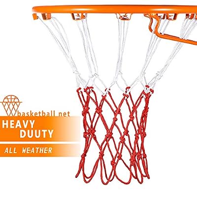 Syhood Filet de Basketball de Remplacement pour Tous Les Temps, Convient pour Les créoles Standard d'intérieur ou d'extérieur, 12 Boucles (Rouge, Blanc)