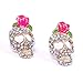 Produktbild calistouk Mädchen Cute Pink Rose Strass Skelett Totenkopf Ohrstecker