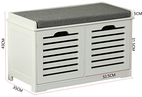Orolay Moderne Schuhtruhe Sitzkommode Mit 2 Körben Sitzbank Schuhschrank Weiß - 4