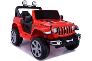 INDALCHESS Coche eléctrico para niños con batería 12V Todoterreno, Mando a Distancia, Super Car, 4x4, 4 Motores, Ruedas de Goma, Función Balancín (Rojo)