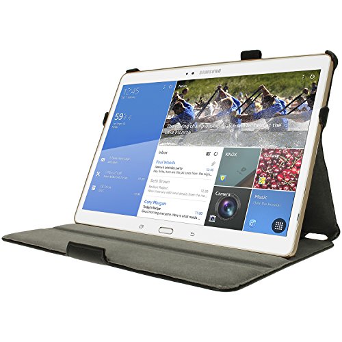 igadgitz Schwarz PU Ledertasche Hülle Cover für Samsung Galaxy Tab S 10.5″ SM-T800 mit Multi-Winkel Betrachtungs + Auto Sleep/Wake + Handschlaufe + Stylus-Stift Elastischen Halter + Displayschutzfolie - 8