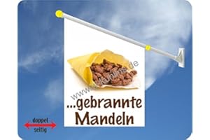 AGENTUR WERNER KUHLINS Werbeflagge, Werbefahne - Crepes, Zuckerwatte, gebrannte Mandeln - Ideal für Jahrmarkt, Kirmes, Stadtfest oder Buden, versch. Varianten, weiß (gebrannte Mandeln)