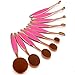Neverland Beauty 10pcs Hit Color Rose Gold & Rose Red Toothbrush Elite Make-up Brushes Set Powder Foundation Contour with Case Box